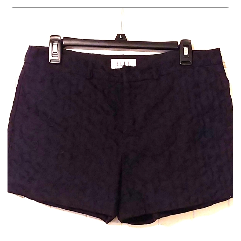 Elle black floral stitched shorts